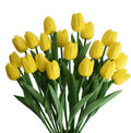 20pcs Artificial Tulips Flowers Fake Faux PU Tulip Bouquet Real Touch Flower Arrangement for Home Room Office Party Wedding Decoration Excellent Gift Idea for Mothers Day (Yellow)