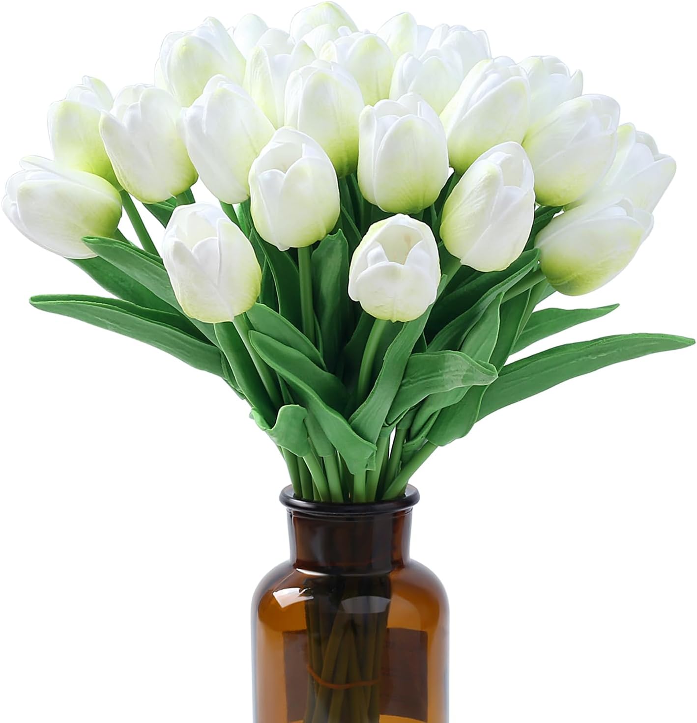 15pcs Fake Tulips Artificial Flowers Real Touch Pink 14" PU Flower for Home Kitchen Decor Spring Easter Wedding Bouquet Decorations Office Valentine's Day Gifts(Light Pink)