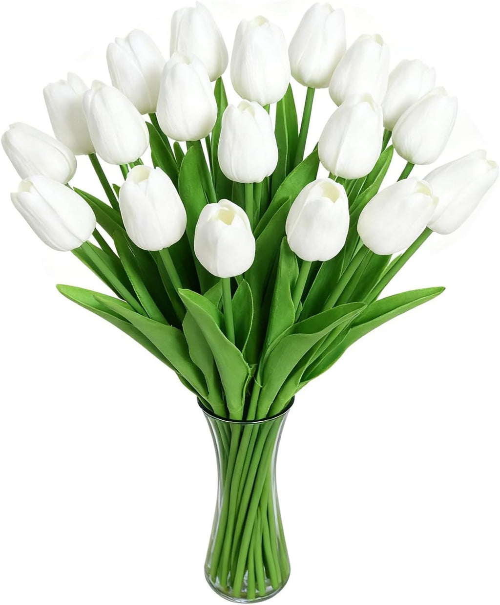 Pink Faux Tulips Real Touch (20 Pcs) - 13.5 Inch Premium PU Artificial Flowers for Mother's Day, Spring & Easter Home Decor, Wedding Bouquet