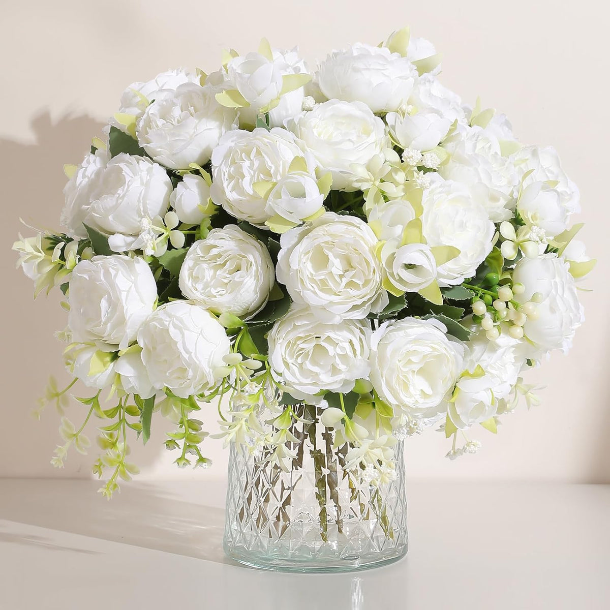 2 Packs Peonies Artificial Flowers Vintage Faux Peony Bouquet Fake Flower for Vase Silk Floral Arrangements for Table Centerpiece Wedding Decoration Indoor Home Decor