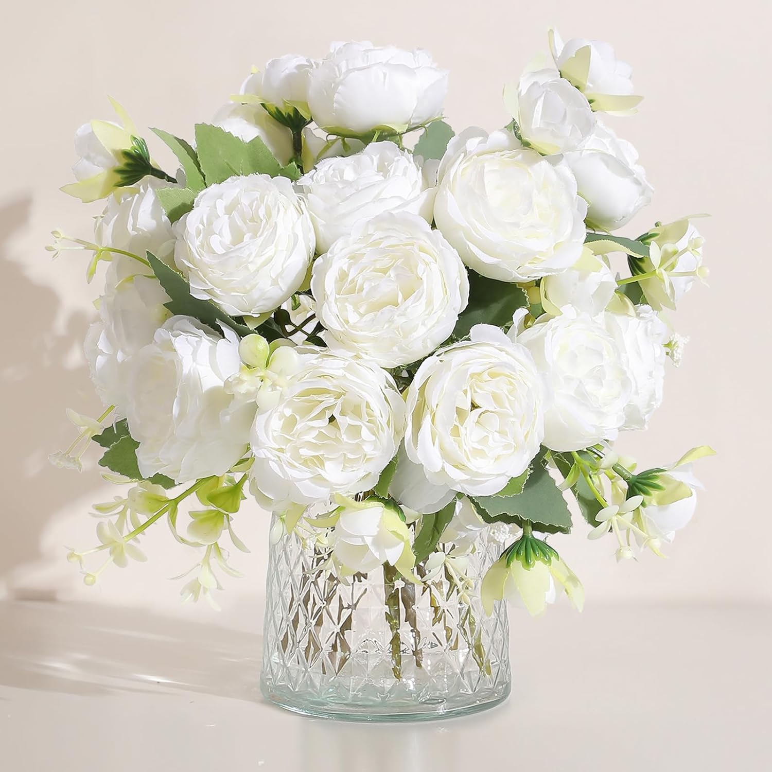 2 Packs Peonies Artificial Flowers Vintage Faux Peony Bouquet Fake Flower for Vase Silk Floral Arrangements for Table Centerpiece Wedding Decoration Indoor Home Decor