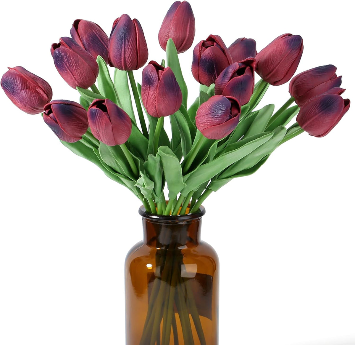 15pcs Fake Tulips Artificial Flowers Real Touch Pink 14" PU Flower for Home Kitchen Decor Spring Easter Wedding Bouquet Decorations Office Valentine's Day Gifts(Light Pink)
