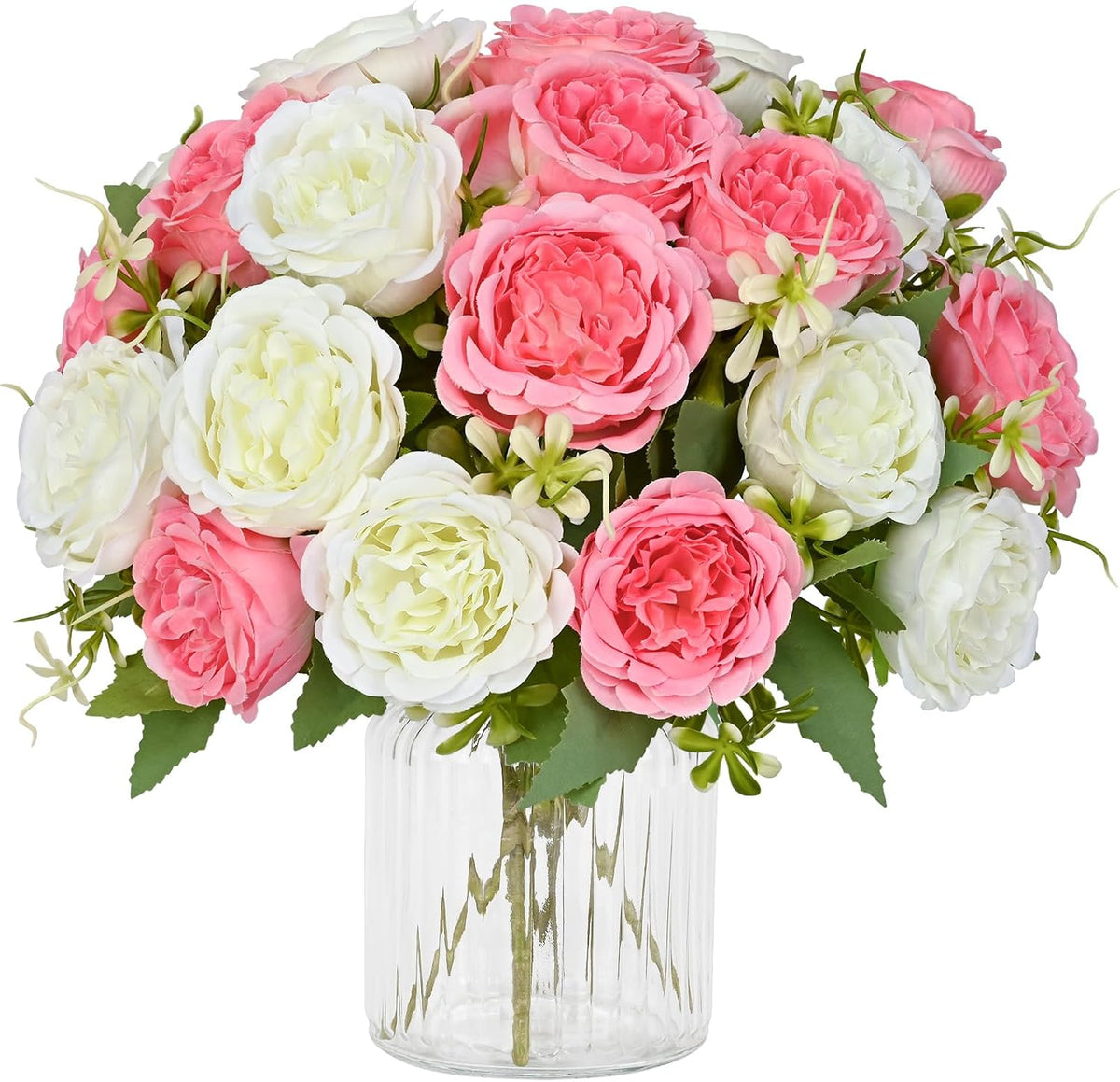 2 Packs Peonies Artificial Flowers, Mixed Pink Artificial Peonies, Silk Peonies Flowers Fake Peonies Artificial Flowers Peonies Bouquet for Centerpiece Table Wedding Party Home Decor