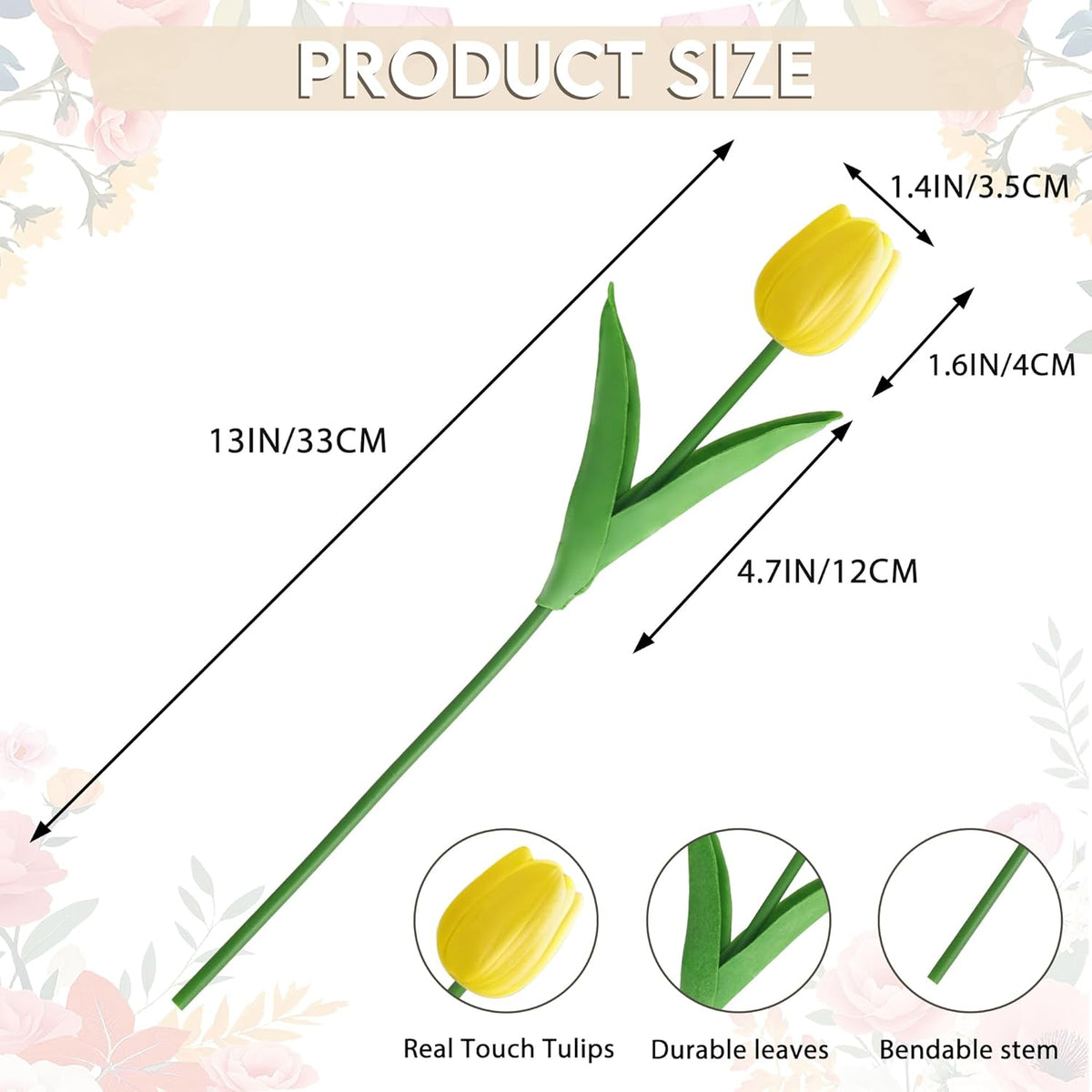 20Pcs Fake Tulips Artificial Flowers 13" Multicolor Faux Tulips Real Touch PU Tulip Bouquet for Mother's Day Home Kitchen Decor Home Party Office Decorations