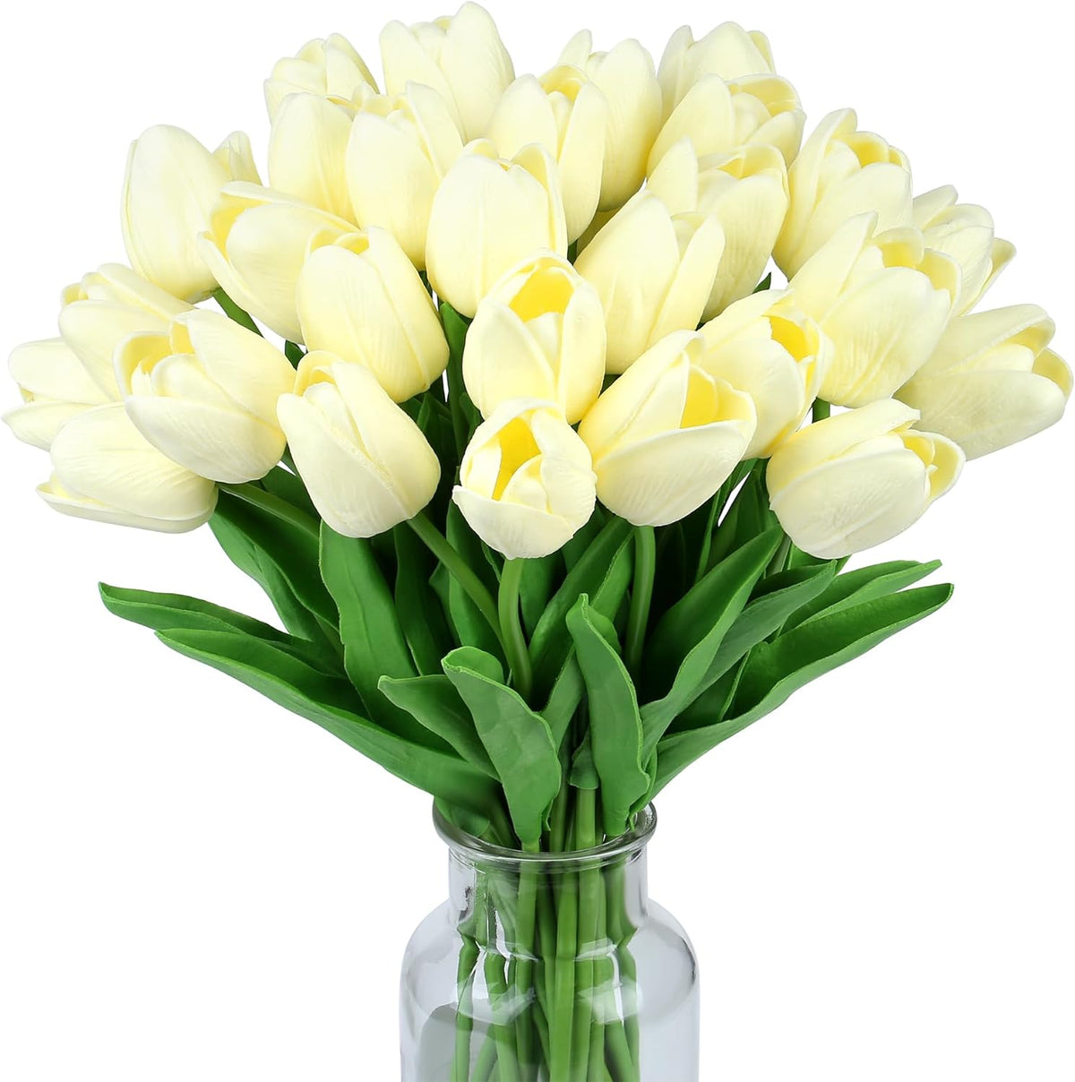 15pcs Fake Tulips Artificial Flowers Real Touch Pink 14" PU Flower for Home Kitchen Decor Spring Easter Wedding Bouquet Decorations Office Valentine's Day Gifts(Light Pink)