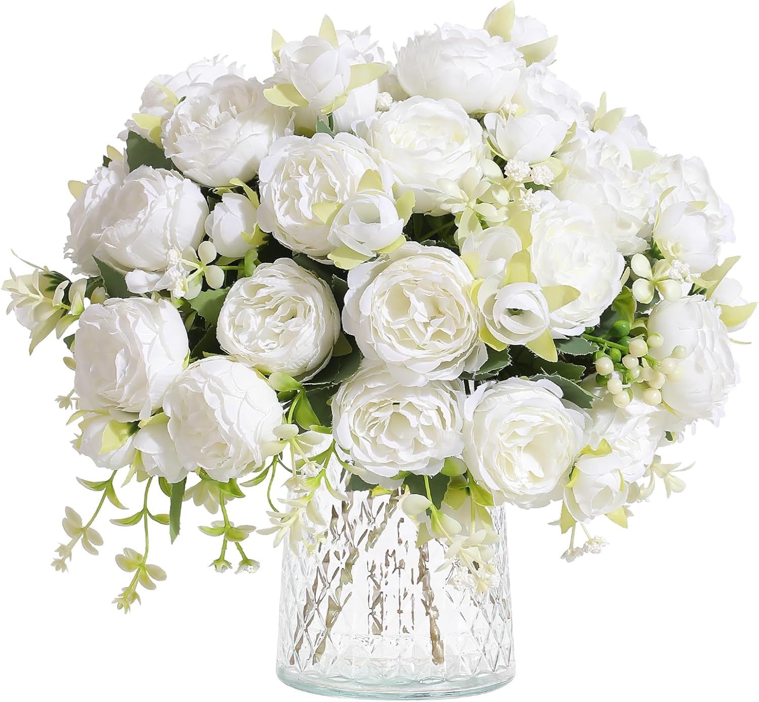 2 Packs Peonies Artificial Flowers Vintage Faux Peony Bouquet Fake Flower for Vase Silk Floral Arrangements for Table Centerpiece Wedding Decoration Indoor Home Decor