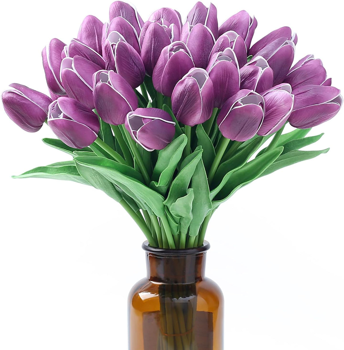 15pcs Fake Tulips Artificial Flowers Real Touch Pink 14" PU Flower for Home Kitchen Decor Spring Easter Wedding Bouquet Decorations Office Valentine's Day Gifts(Light Pink)