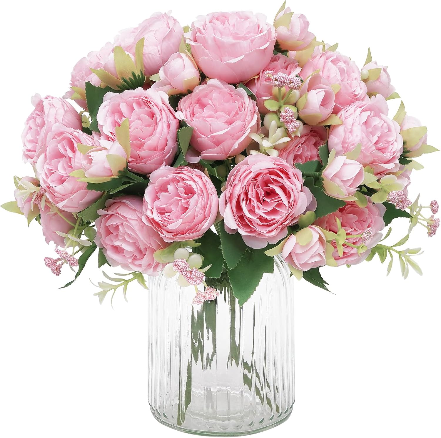 2 Packs Peonies Artificial Flowers, Mixed Pink Artificial Peonies, Silk Peonies Flowers Fake Peonies Artificial Flowers Peonies Bouquet for Centerpiece Table Wedding Party Home Decor
