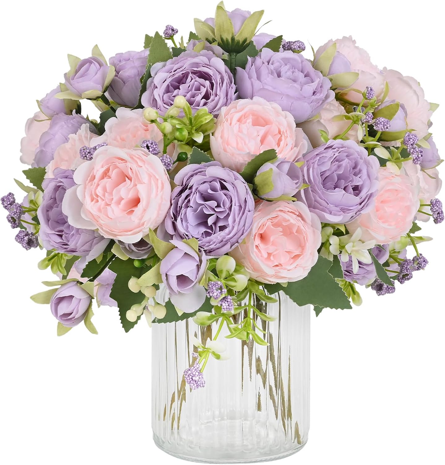 2 Packs Peonies Artificial Flowers, Mixed Pink Artificial Peonies, Silk Peonies Flowers Fake Peonies Artificial Flowers Peonies Bouquet for Centerpiece Table Wedding Party Home Decor