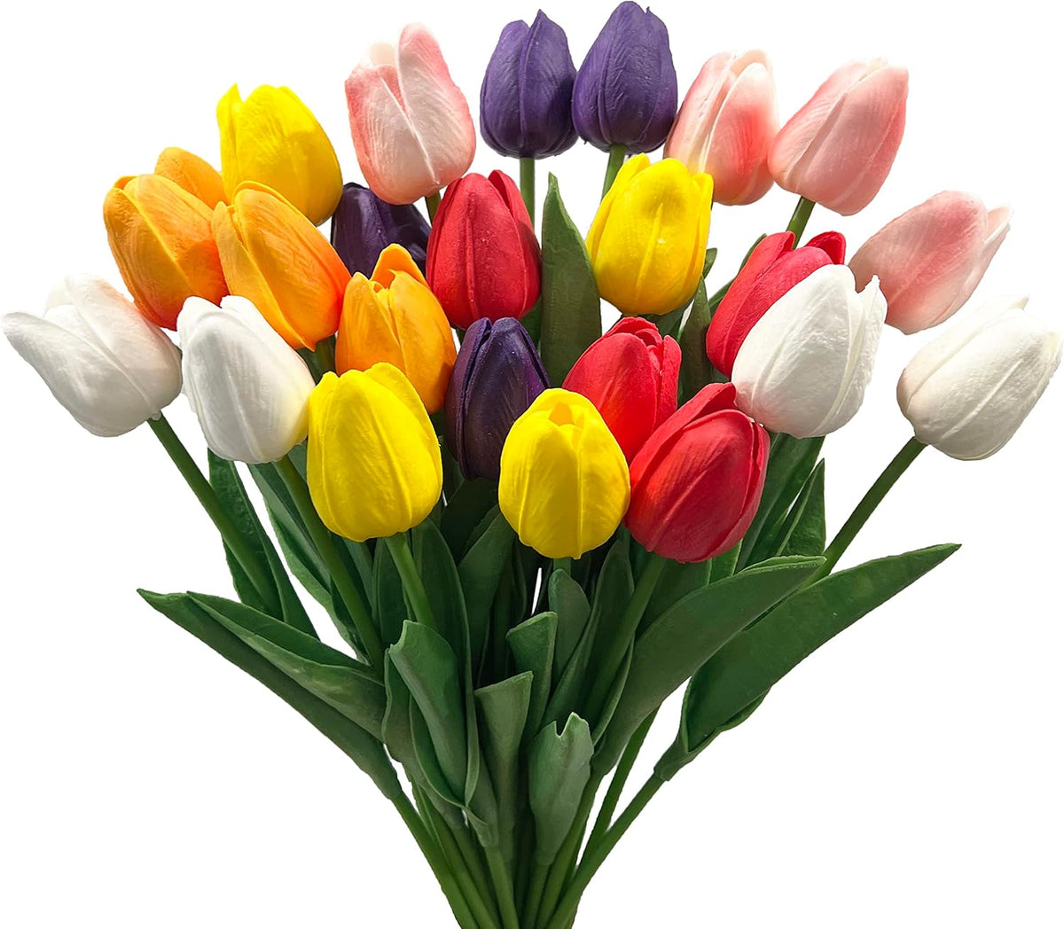 20pcs Artificial Tulips Flowers Fake Faux PU Tulip Bouquet Real Touch Flower Arrangement for Home Room Office Party Wedding Decoration Excellent Gift Idea for Mothers Day (Yellow)