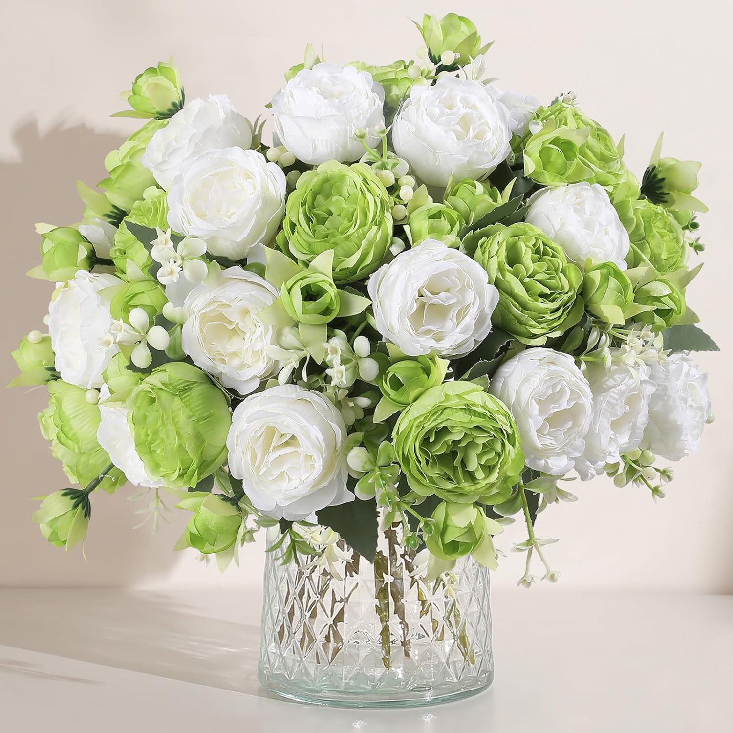 2 Packs Peonies Artificial Flowers Vintage Faux Peony Bouquet Fake Flower for Vase Silk Floral Arrangements for Table Centerpiece Wedding Decoration Indoor Home Decor
