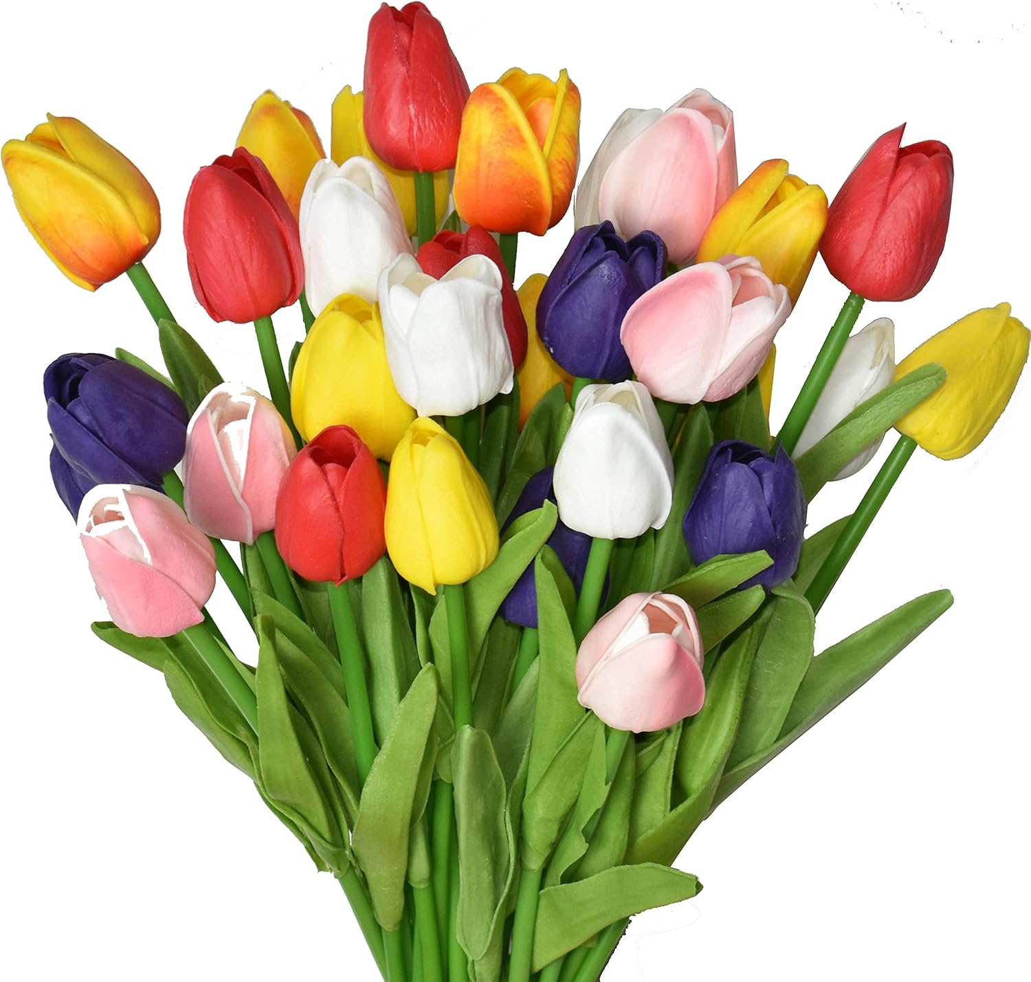 20pcs Artificial Tulips Flowers Fake Faux PU Tulip Bouquet Real Touch Flower Arrangement for Home Room Office Party Wedding Decoration Excellent Gift Idea for Mothers Day (Yellow)