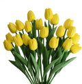 20pcs Artificial Tulips Flowers Fake Faux PU Tulip Bouquet Real Touch Flower Arrangement for Home Room Office Party Wedding Decoration Excellent Gift Idea for Mothers Day (Yellow)