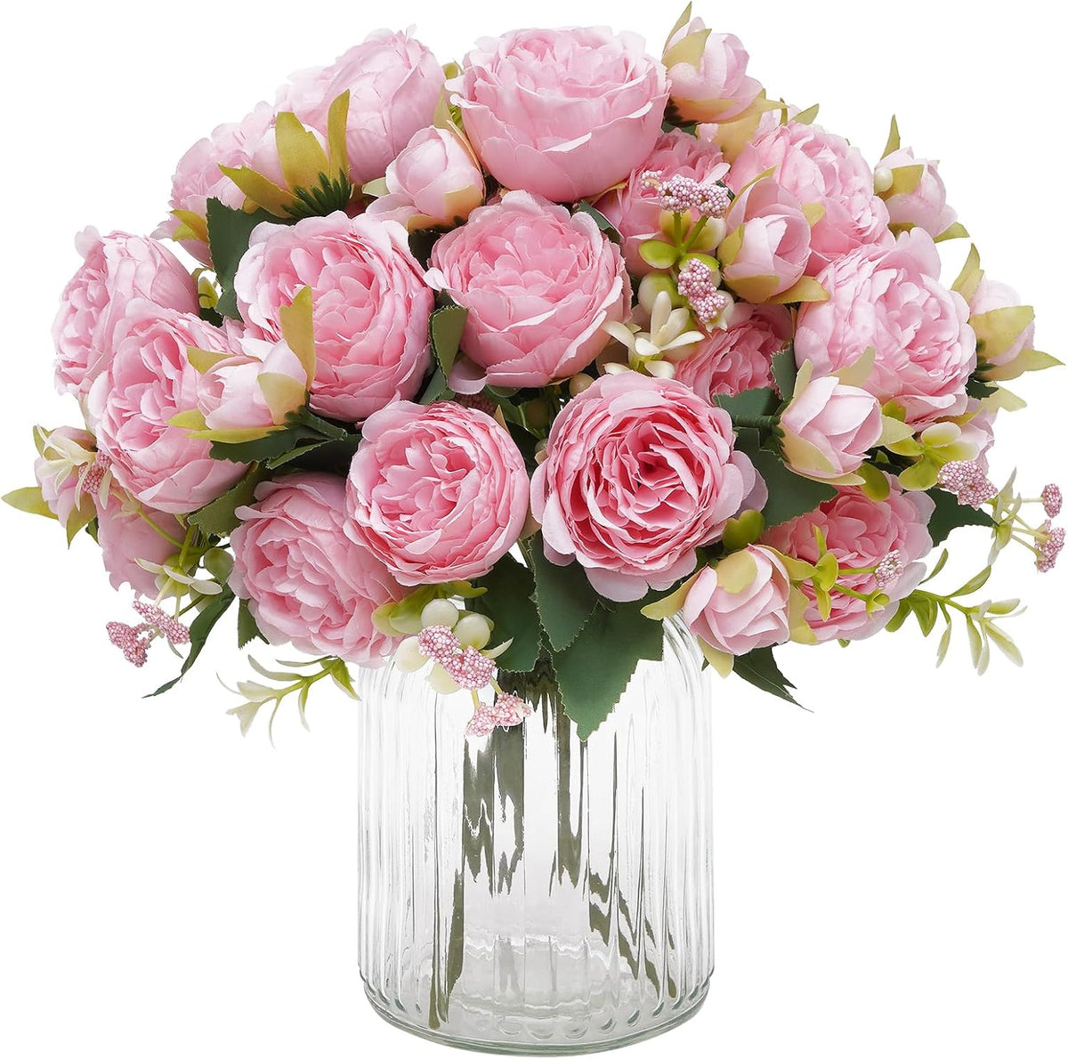 2 Packs Peonies Artificial Flowers, Mixed Pink Artificial Peonies, Silk Peonies Flowers Fake Peonies Artificial Flowers Peonies Bouquet for Centerpiece Table Wedding Party Home Decor