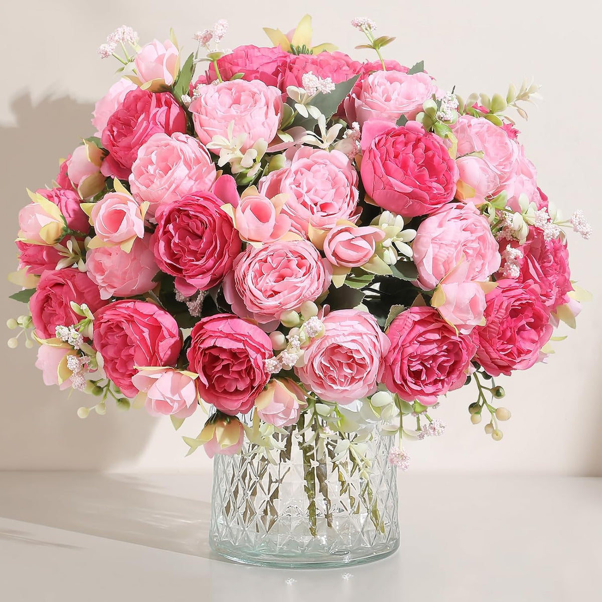 2 Packs Peonies Artificial Flowers Vintage Faux Peony Bouquet Fake Flower for Vase Silk Floral Arrangements for Table Centerpiece Wedding Decoration Indoor Home Decor